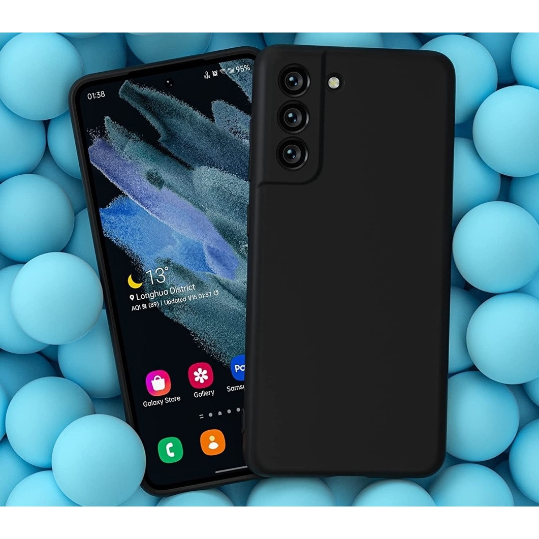 Husa silicon antisoc protectie camera cu microfibra in interior compatibila cu Samsung Galaxy S21 FE 5G, Negru