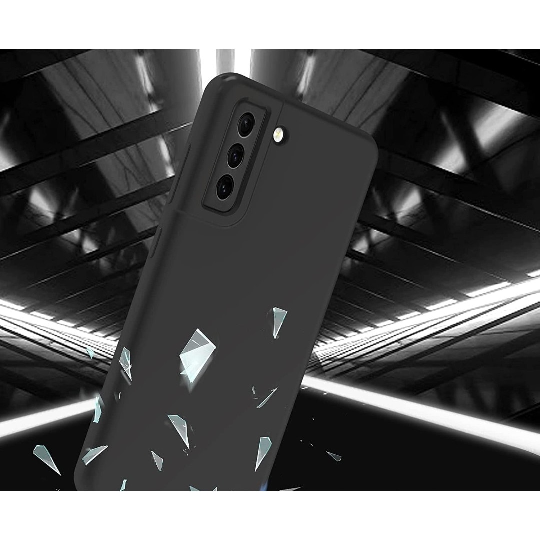 Husa silicon antisoc protectie camera cu microfibra in interior compatibila cu Samsung Galaxy S21 FE 5G, Negru