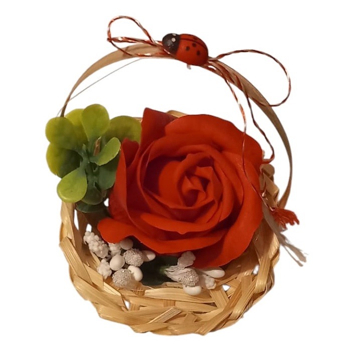 Martisor in cosulet cu trandafir parfumat rosu