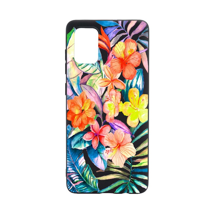 Husa Silicon Tropical Flowers, compatibila cu Samsung Galaxy S21 FE, rezistenta la uzura, B498