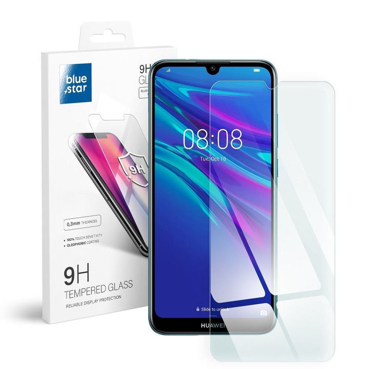 Huawei Y6 2019 / Y6 Pro 2019 / Honor 8A kompatibilis üvegfólia, előlapi, edzett, Bluestar