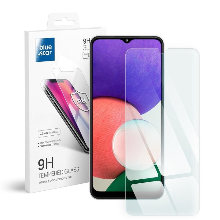 Blue Star edzett üveg kijelzővédő Samsung Galaxy A22 4G/LTE, A33 5G, A34 és A32 4G készülékekhez