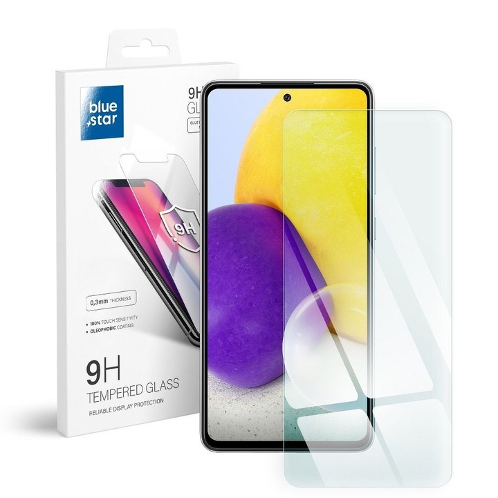 Samsung Galaxy A72 4G / 5G kompatibilis üvegfólia, előlapi, edzett, Bluestar