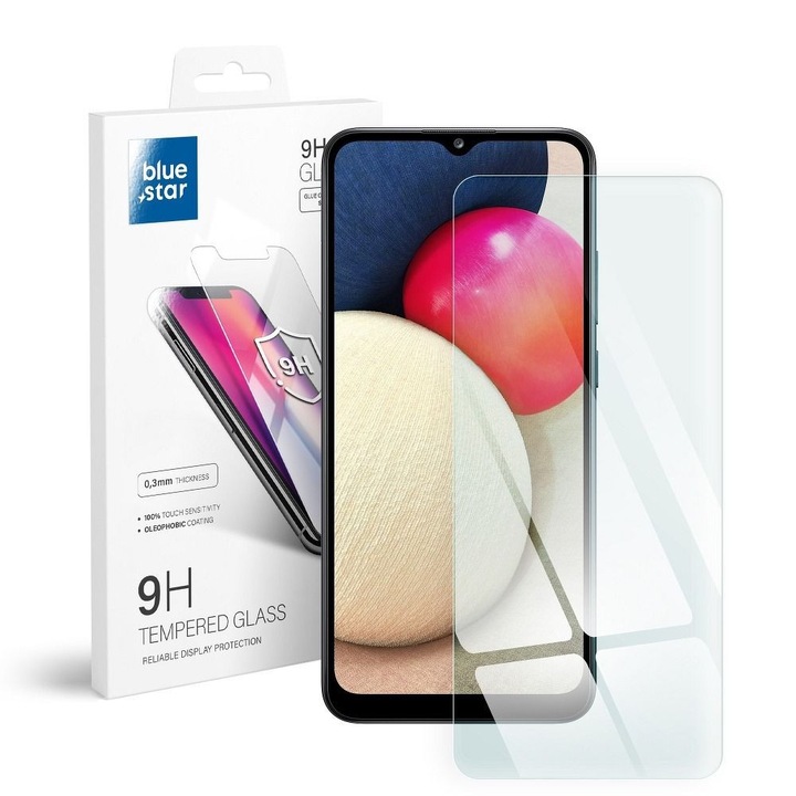 Samsung Galaxy A02s /A02 / M02s / F02s kompatibilis üvegfólia, előlapi, edzett, Bluestar
