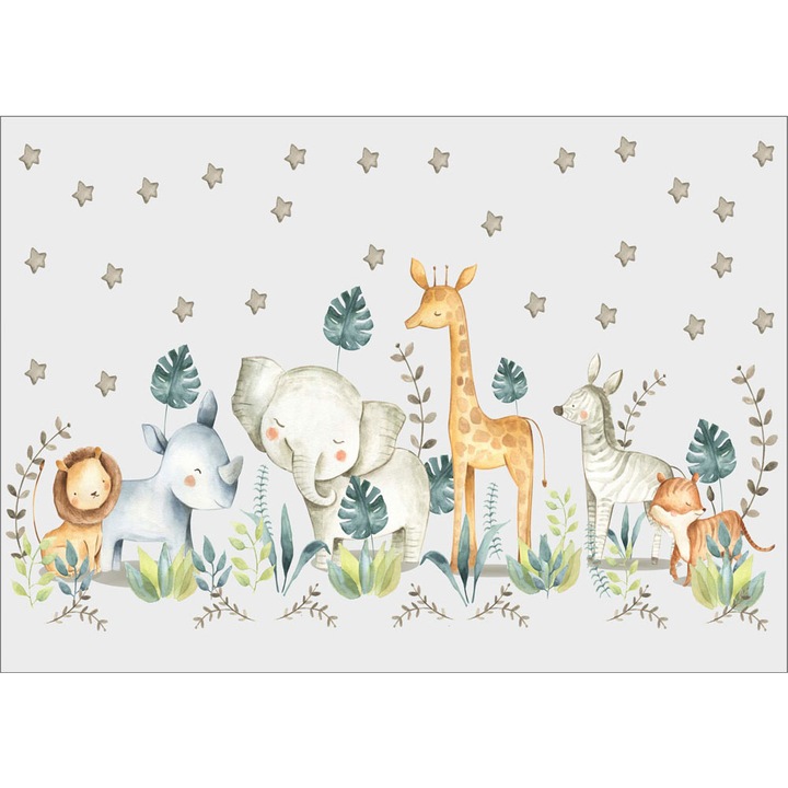 Fototapet Copii, Animale Desenate, autoadeziv, multicolor, 250x400 cm
