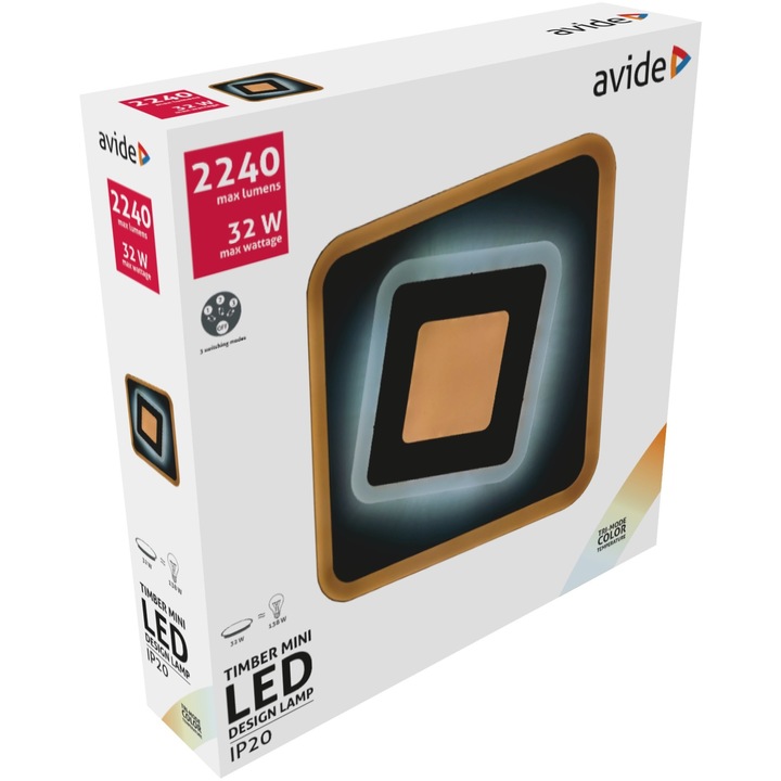 Avide Fali Design Oyster Timber mini mennyezeti lámpa, 32W