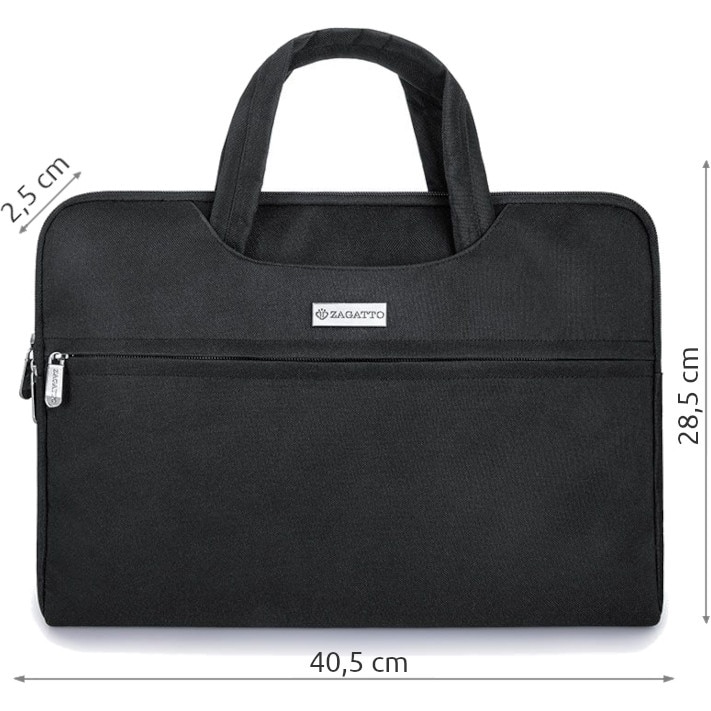 Geanta laptop dama, 15.6 inch, Zagatto® Nero, Neagra, 28.5x40.5x2.5 cm, Impermeabila, Eleganta, Business, Curea de umar reglabila si detasabila, Poate fii transformata in husa laptop, Pentru notebook, ZG627