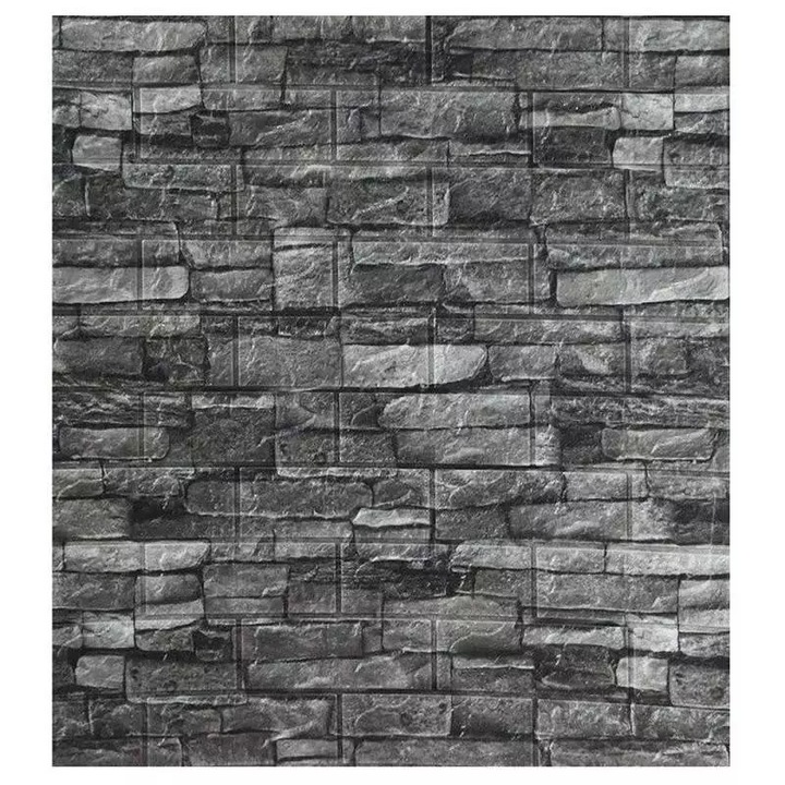 Tapet 3D Autoadeziv SIKS®, model piatra in relief, gri, design modern, rezistent la apa, usor de curatat, dimensiuni 77x70cm