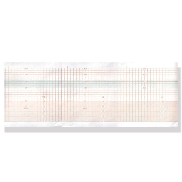 Hartie termica Z-Fold pentru monitor fetal, 112x100 mm, 150 file, grila portocalie / rosie