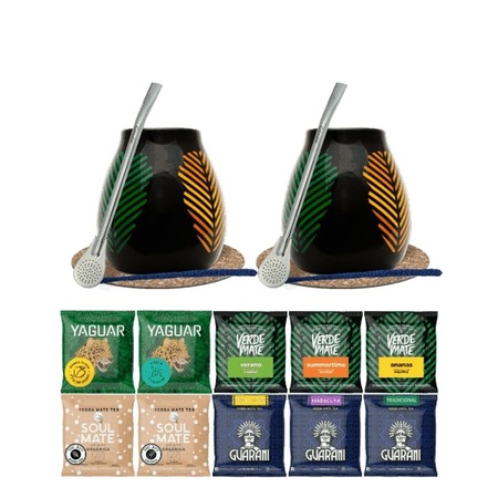 Yerba Mate, Készlet, Verde Mate, Guarani, Soul Mate BIO, Bögrével és kiegészítőkkel, Samba, 10 x 50 g
