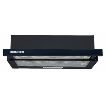 Hota incorporabila telescopica Heinner HTCH-440GBK, putere de absorbtie 325 mc/h, 1 motor, 60 cm, 2 trepte de viteza, Sticla neagra Hota incorporabila telescopica Heinner HTCH-440GBK, putere de absorbtie 325 mc/h, 1 motor, 60 cm, 2 trepte de viteza, Sticla neagra