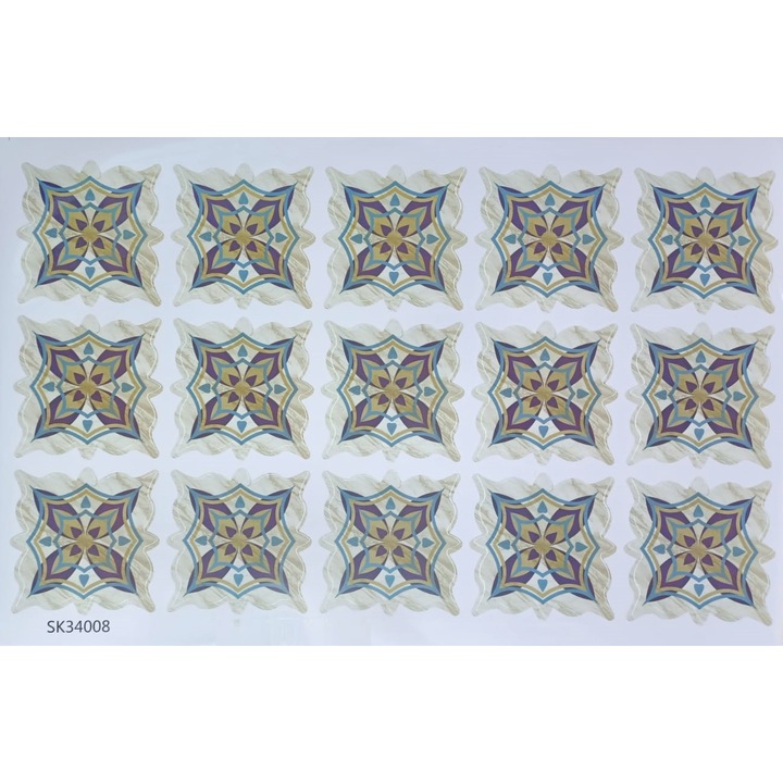 Set 15 Stickere Decorative pentru Gresie, Fainata sau Perete, Mandala Multicolor, 7.5cm, Original Deals®