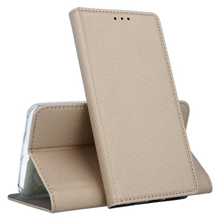 Samsung Galaxy A13 5G / A04s kompatibilis könyvtok, mágneszáras, bankkártyatartós, arany