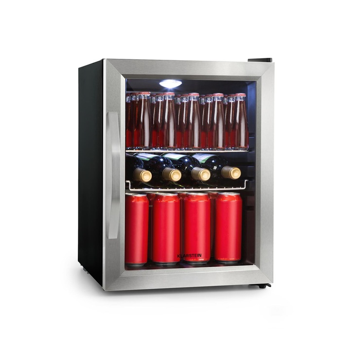 Frigider pentru bauturi Klarstein Beersafe M, 33 litri, iluminare LED, clasa energetica C, Argintiu, 55.2 cm inaltime