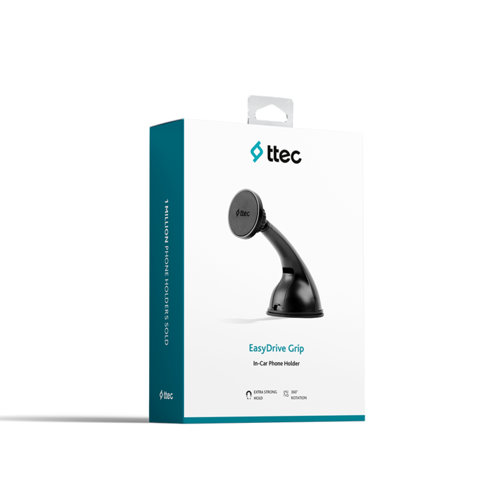Стойка за кола ttec, EasyDrive Grip, In-Car Phone Holder, Черна