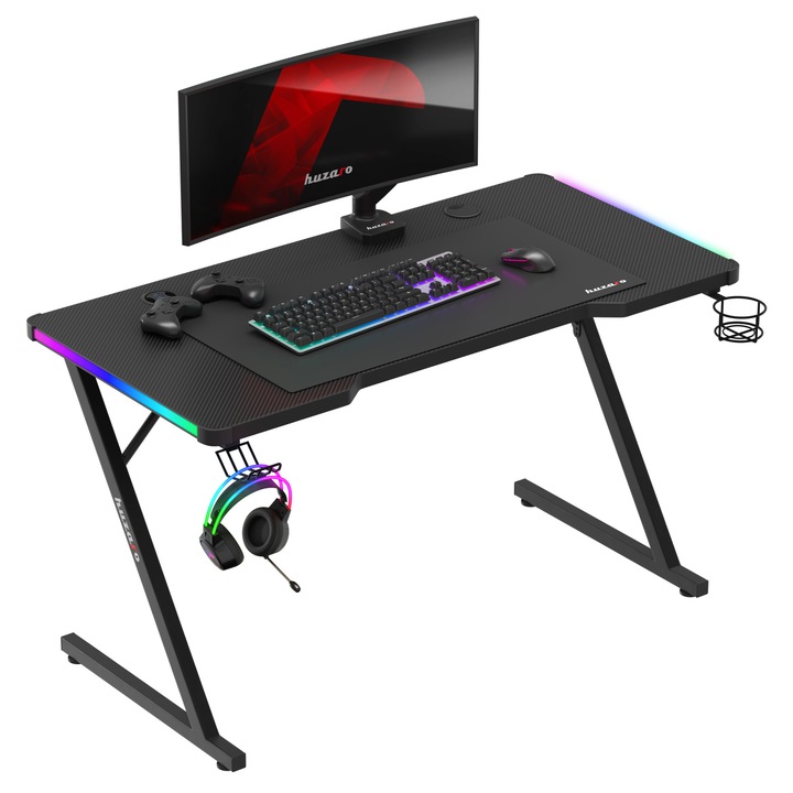 Бюро Huzaro Hero 2.5 RGB, Черен, Алуминий