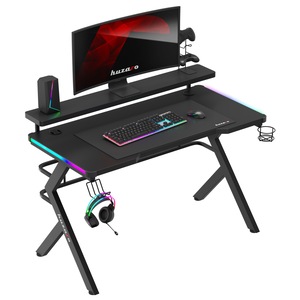 Birou gaming cu suport pentru monitor LED Huzaro, Hero 5.0, LED RGB, 3 Porturi USB 2.0, 120 x 60 x 69.5 cm, Suport casti, Negru