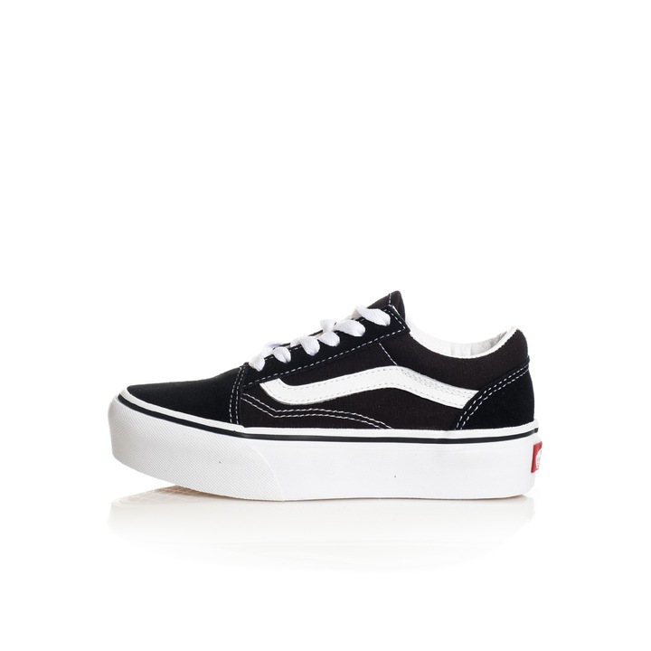 Детски маратонки, Vans, Old Skool, Платформа, Велур/Каучук, Бяло/Черно, 31 EU