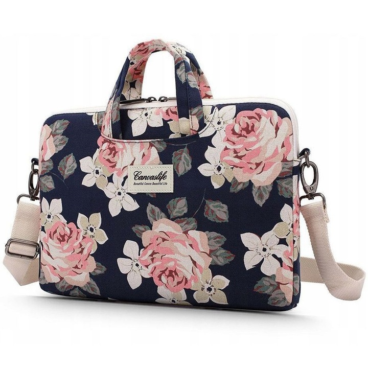 Geanta universala laptop 13/14 inch Canvaslife Briefcase Navy Rose