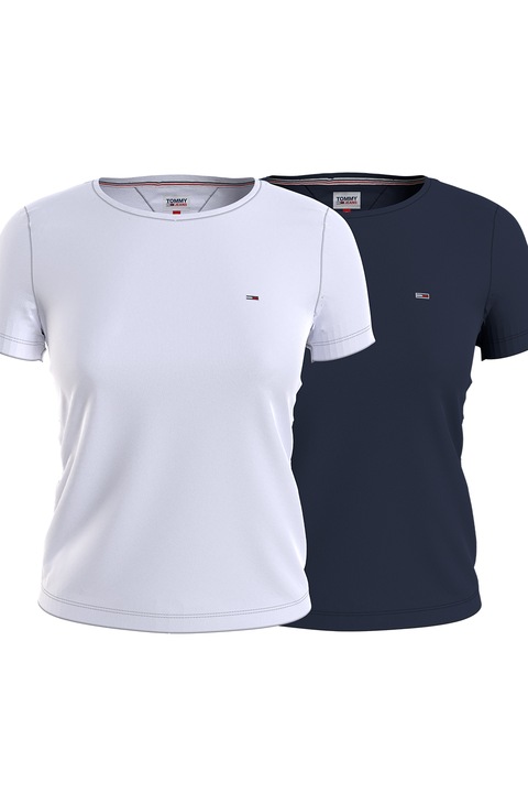 Tommy Jeans, Тениска от органичен памук - 2 броя, Бял/Тъмносин