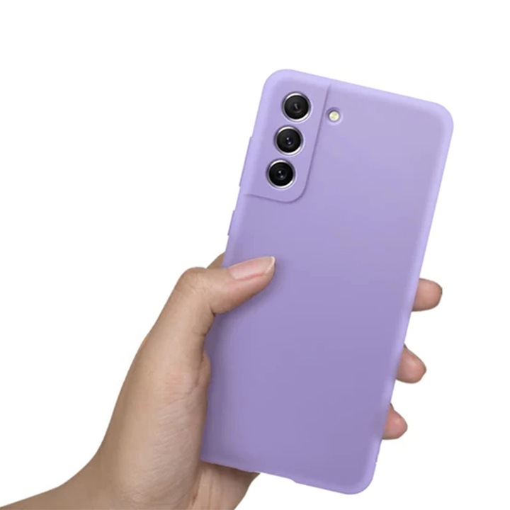 Samsung Galaxy S21 FE védőburkolat, kameravédelem, Silicon Ultra Safe, Aziao Optim Tech, lila