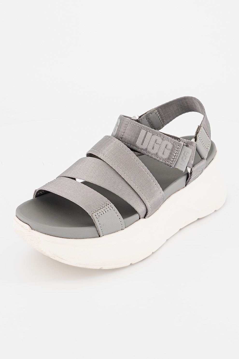 UGG, Сандали с велкро и скосена подметка, Сив, 7 - eMAG.bg