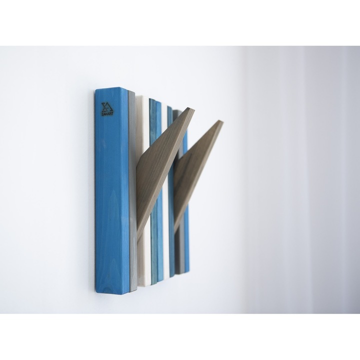 Cuier de perete pentru haine, Lemnart, Lemn, 27x30x5cm, Multicolor