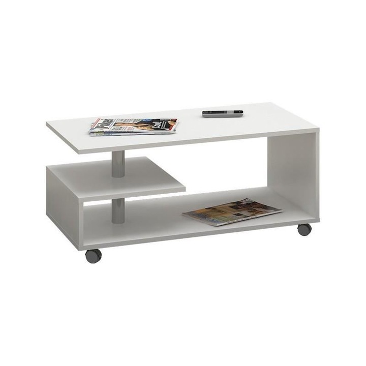 Холна маса Vini, На колела, Бял, 90x51x40 см