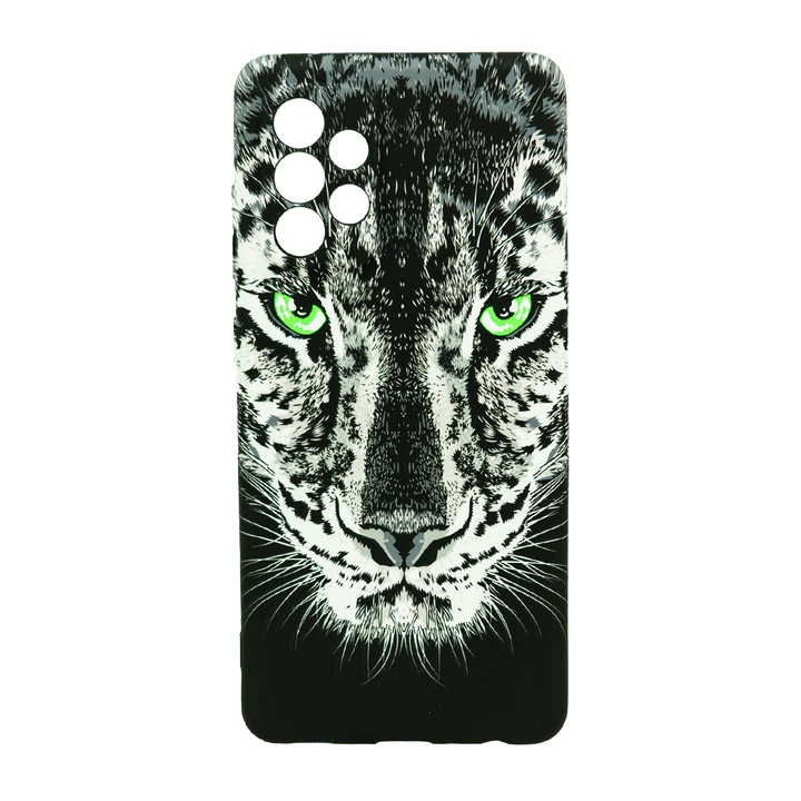 Husa de telefon, LUXO, compatibil cu Samsung Galaxy A52, model Black Leopard cu efect fosforescent, TPU, multicolor