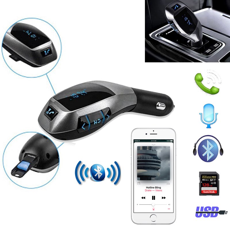 Car Kit Auto Bluetooth cu functie de modulator FM, model X6 cu