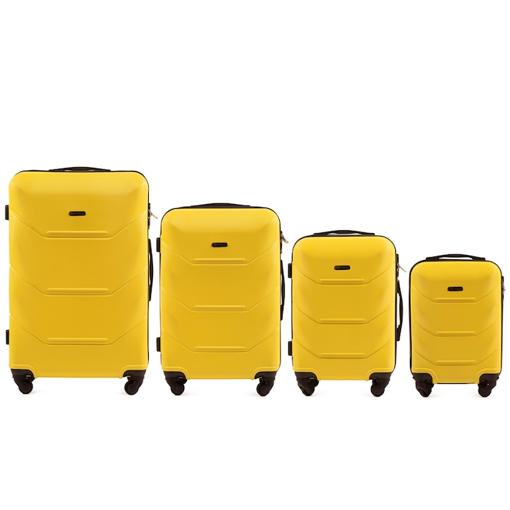 Комплект куфари Wings, Peacock, с 4 колела, W147, 4 броя, Жълт