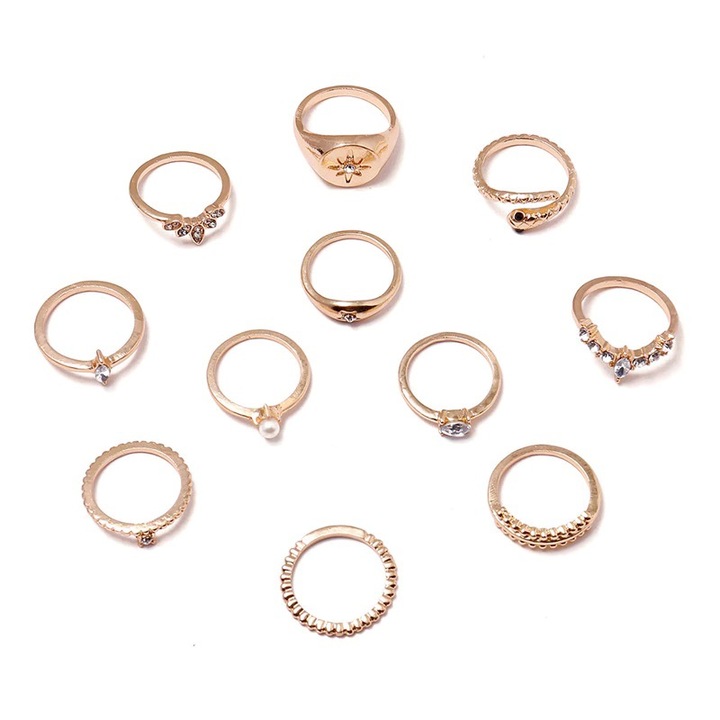 Set 11 inele, aurii, cu pietre, Debbi C1, Pursehuit