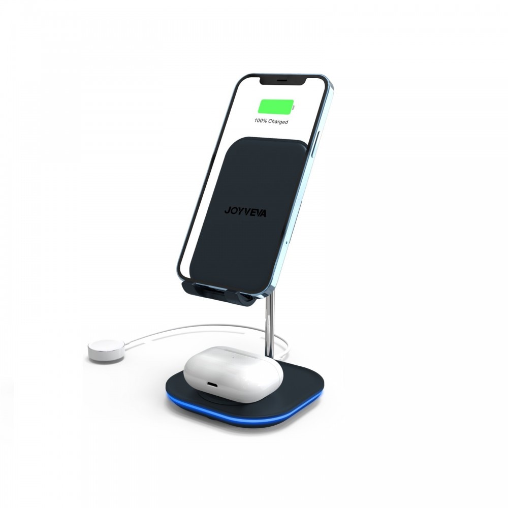 Suport de incarcare, Cellect, pentru telefon, AirPods si Ceas, Universal, Negru