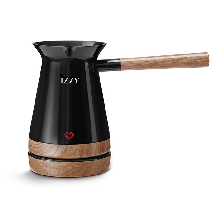 Електрическо джезве Izzy, 800 W, 250 ml, Светлинен индикатор за захранване, Черен/Кафяв