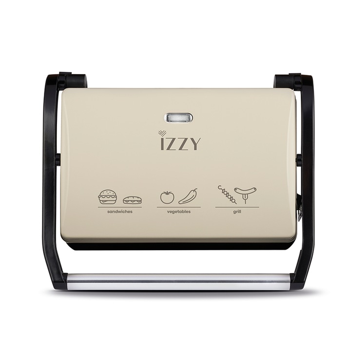 Aparat pentru sandvisuri Izzy, Panini Crème, 800 W, crem
