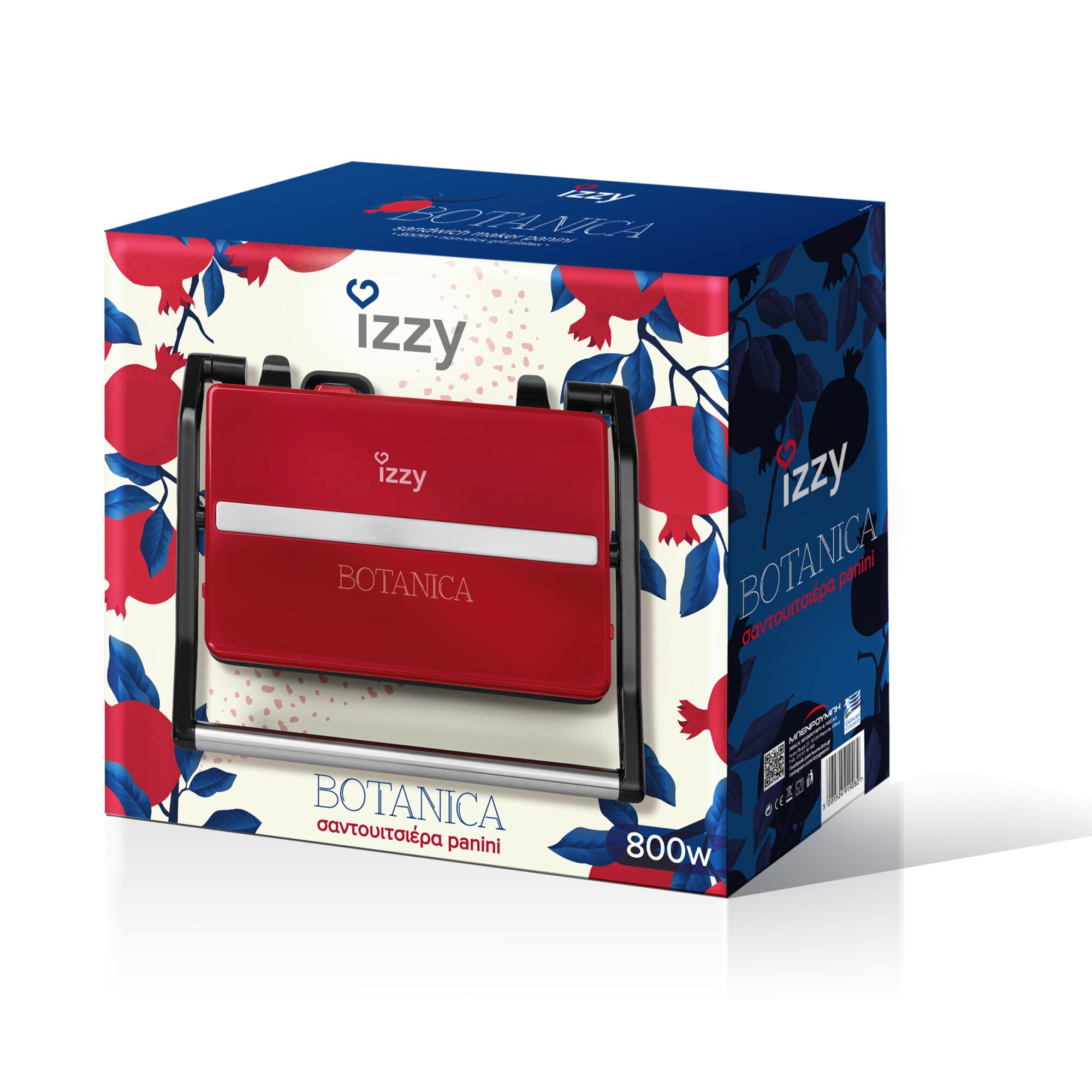 Sandwich Maker Panini Botanica, Izzy, 800 W, rosu eMAG.ro