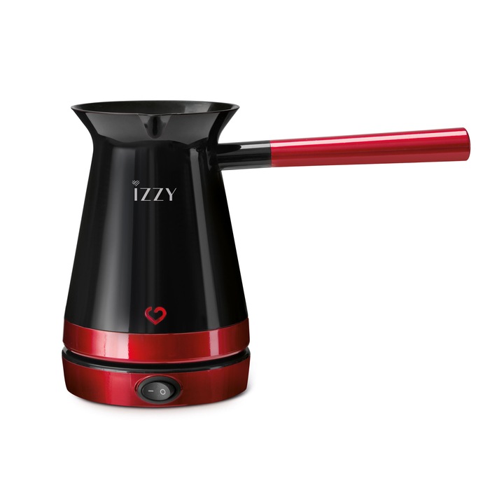 Izzy elektromos vízforraló/kávéfőző, 800 W, 250 ml, teljesítményjelző lámpa, fekete/piros
