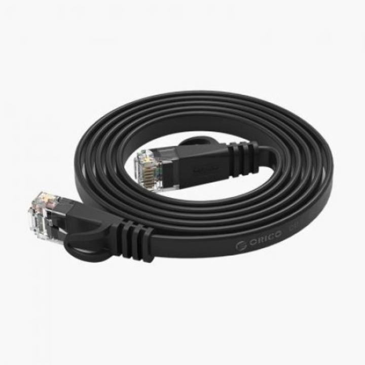 Orico PUG-C6B-80-BK kábel, LAN hálózathoz, Fekete, 8 m., RJ45 Cat.6, Lapos