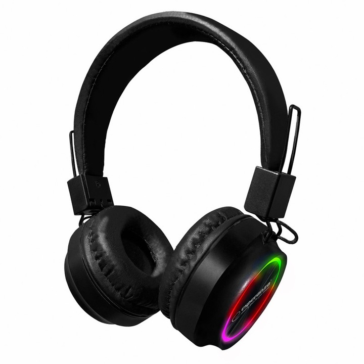 Bluetooth 5.0 аудио слушалки Esperanza Calypso, RGB осветление, черни
