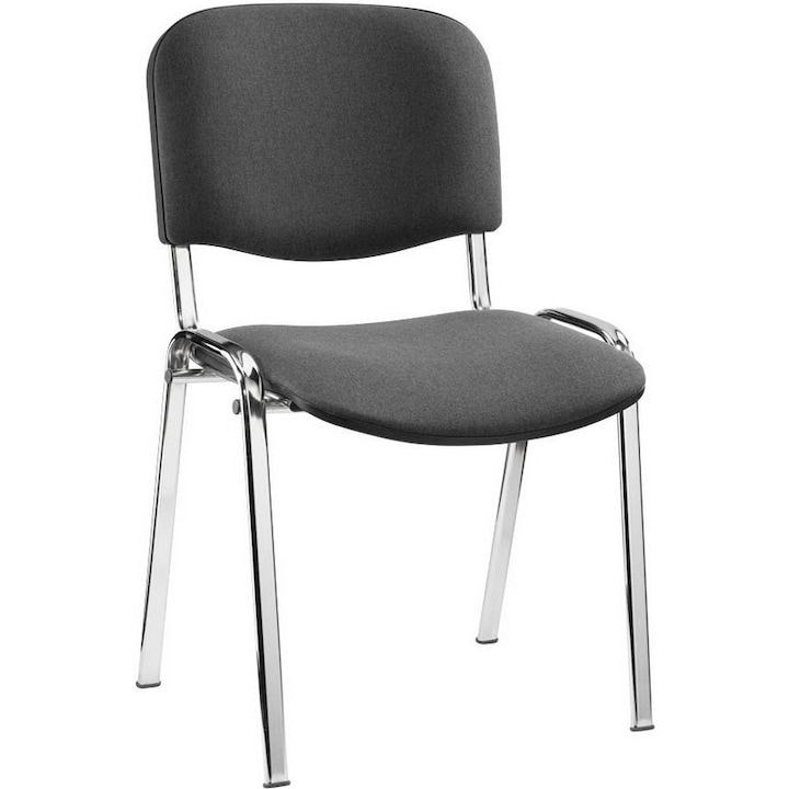 Посетителски стол, Nowy Styl ISO Chrome C, Дамаска, Сив