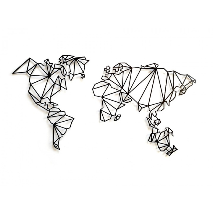 Decoratiune de perete DECOlicious, DECODS01, Harta , Otel, Negru, 1200 x 650 mm