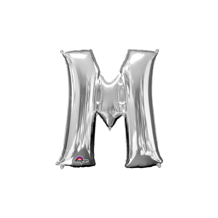 33 cm-es ezüst színű M betű fólia lufi