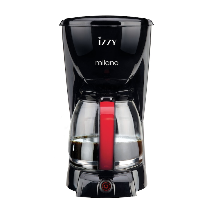 Filtru de cafea Milano, Izzy, tehnologie aroma control, 1.5 L, 1000 W, negru/rosu