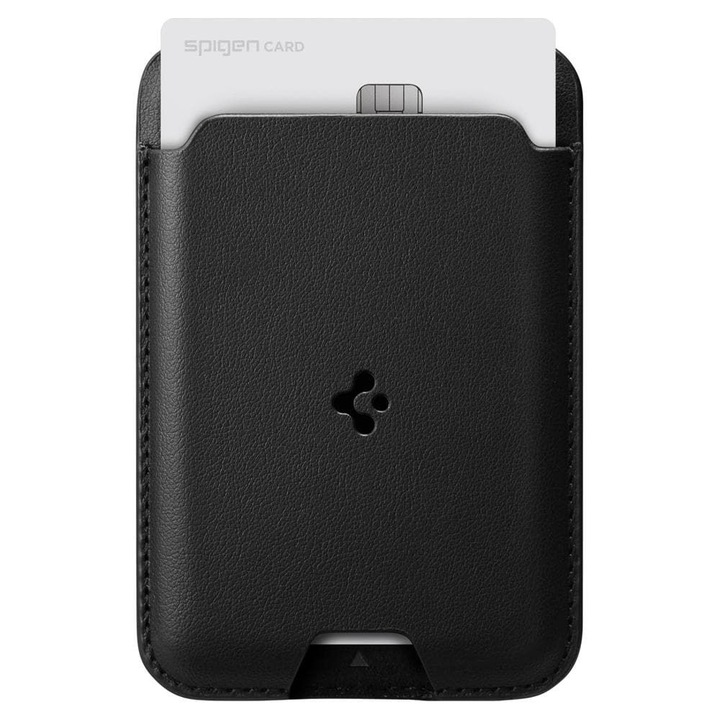 Suport de carduri pentru telefon Spigen Valentinus Card Holder, Compatibil MagSafe, Atasare cu adeziv 3M, Negru