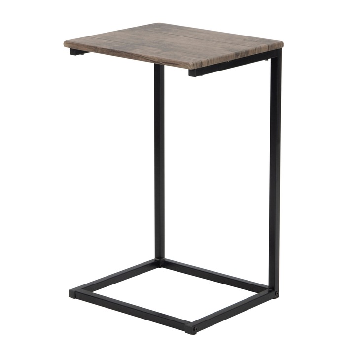 Masuta de cafea DacEnergy©, din metal negru, blat din MDF, finisaj maro, forma dreptunghiulara, 40 x 35 x 65.5 cm