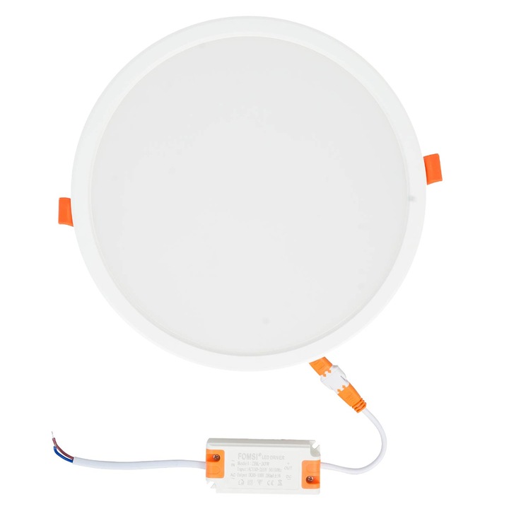 Spot led 30W incastrat rotund alb, Lumina Naturala, SMD, 3000LM, Dimensiune 220x35, IP20