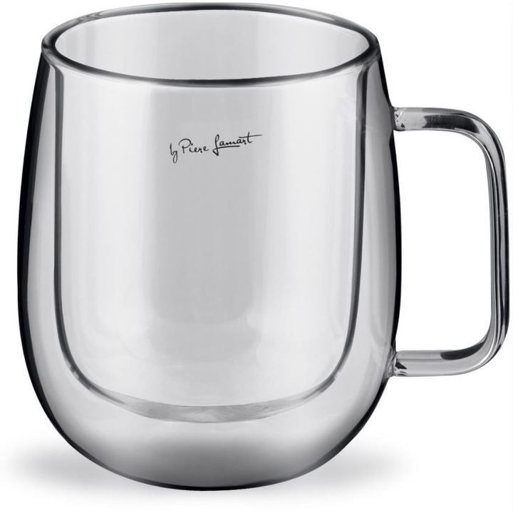 Комплект от две двустенни термо чаши за студени и топли напитки, 350 мл, Боросиликатно стъкло