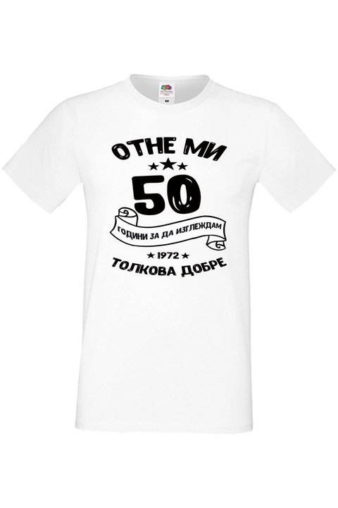 Férfi póló születésnapi ajándék Férj Apa Nagypapa évfordulója 50 év kellett ahhoz, hogy ilyen jól nézzek ki, Fehér