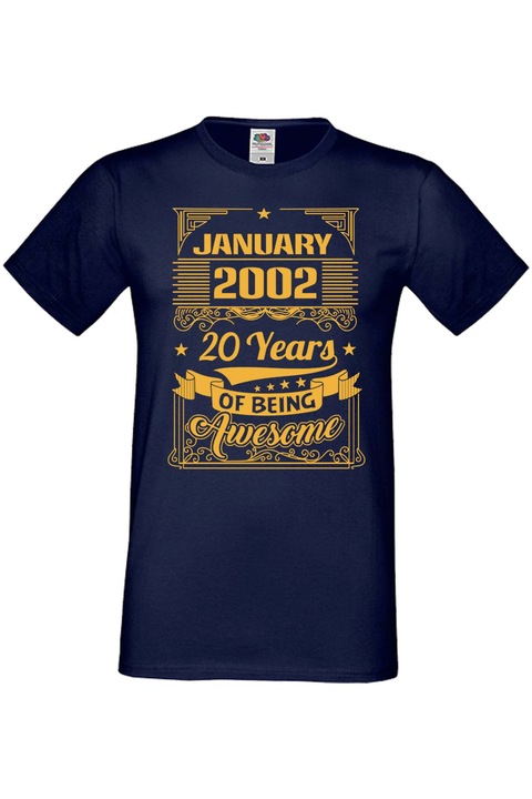 Férfi póló Születésnapi ajándék Férj Apa Nagypapa évfordulója 2002. január 20 éve, hogy fantasztikus, Tengerészkék