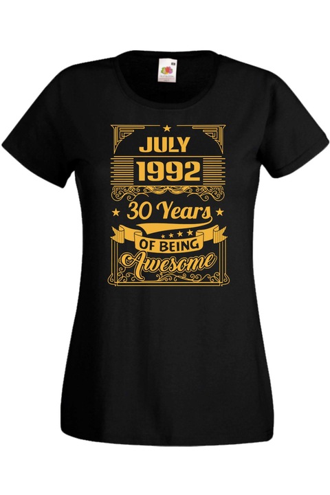 Tricou dama, TraLaLa, Bumbac, Iulie 1992, 30 de ani, Negru, 2XL